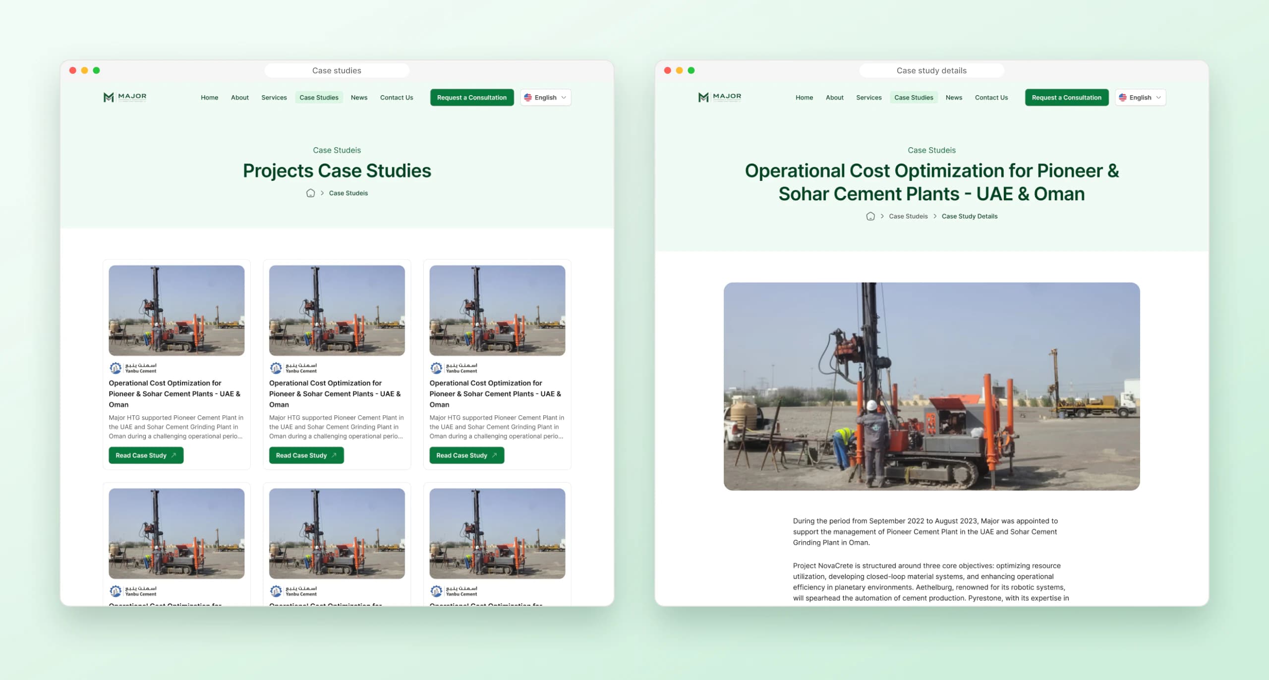 Case studies list and case study detail