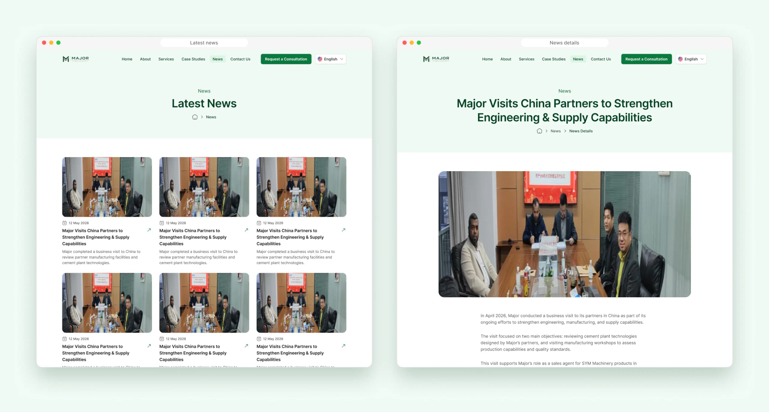 News list and news detail